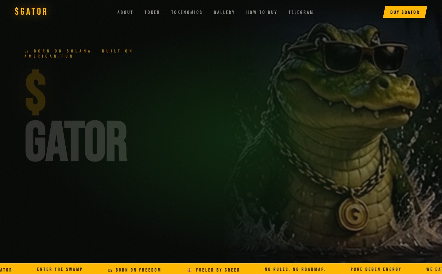 $GATOR memecoin website preview